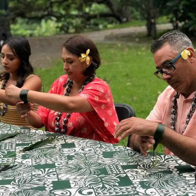a group of people sitting at a table