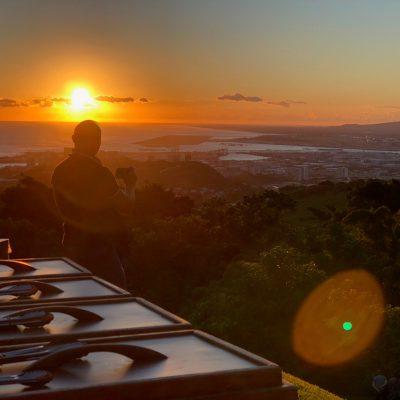a sunset over a body of water