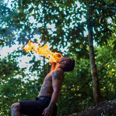 a man sitting in a park